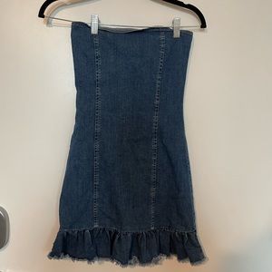 strapless demin dress!! perfect for game days